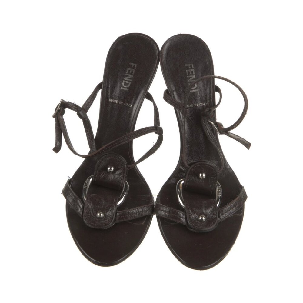 FENDI Leather Slingback Sandals